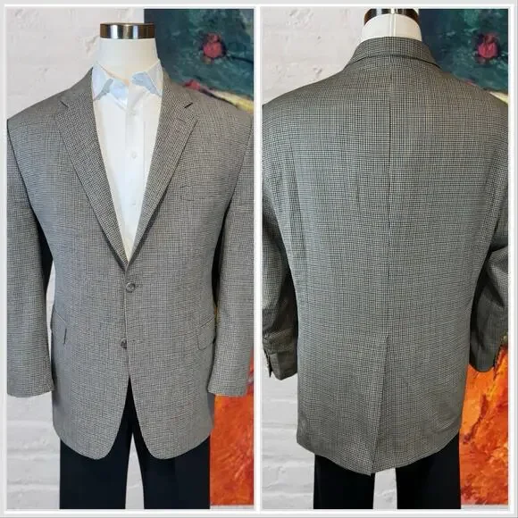 Ralph Lauren LRL Mens 52R Brown Houndstooth Casual Blazer Sport Coat - Picture 6 of 15